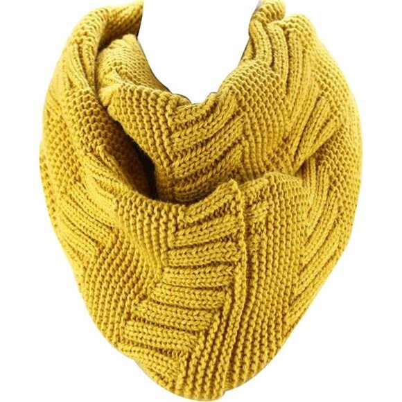 Women's Knit Infinity Scarf Winter Circle Loop Scarves, Mustard